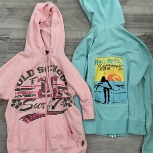 pink & teal girls surf jackets zip-ups bundle